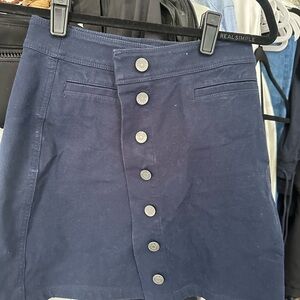 Aritzia Wilfred Navy Button-Front A-Line Skirt